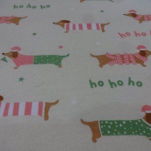 HO!! HO!! HO!! "SANTA DACHSHUNDS" Handmade Cotton Flannel Pillowcase
